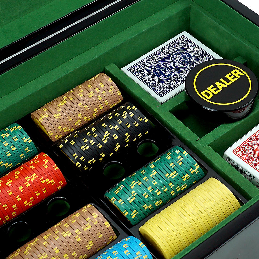 Black High-End 500 Chip Wooden Box