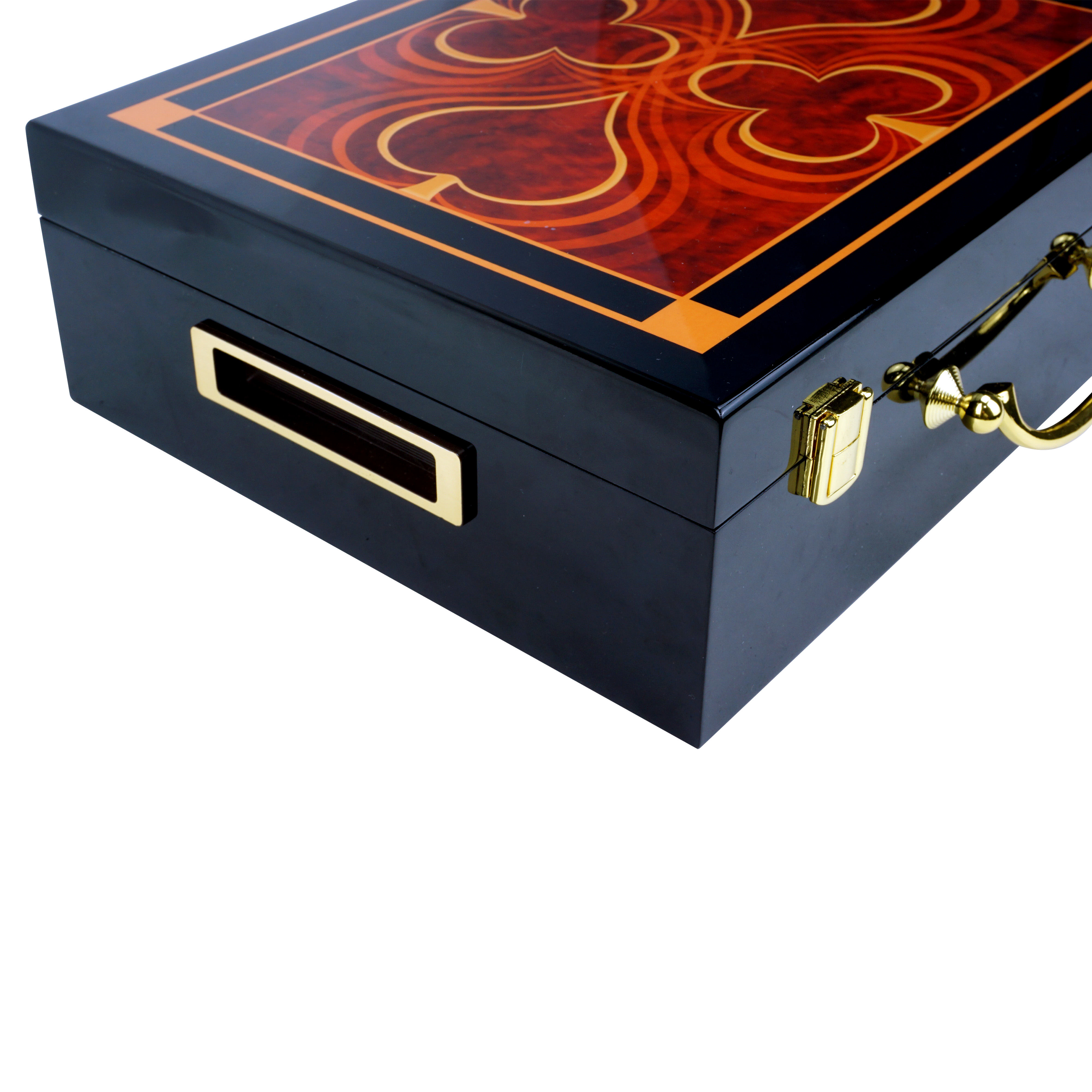 Black High-End 500 Chip Wooden Box