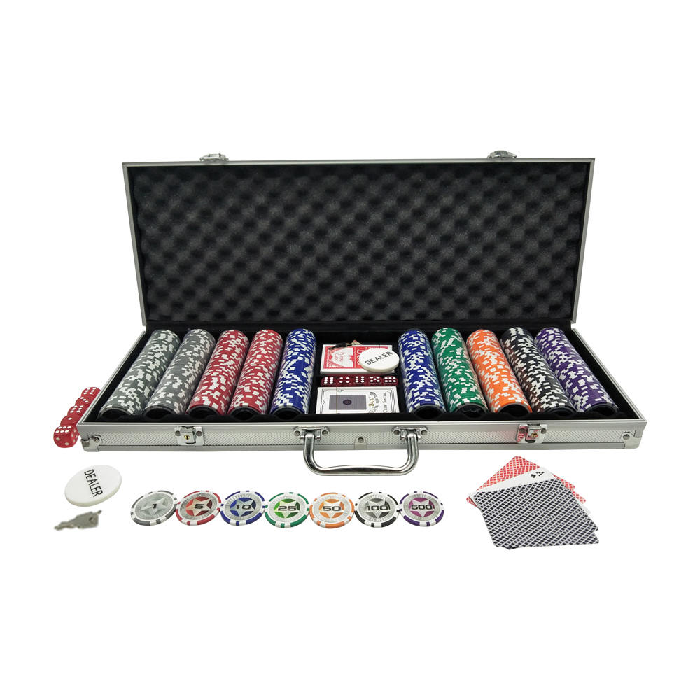 500 Chip Aluminum Box with Long and Short Bars and Stars