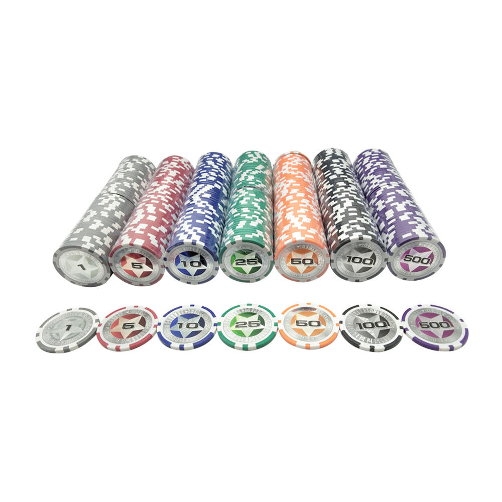 500 Chip Aluminum Box with Long and Short Bars and Stars