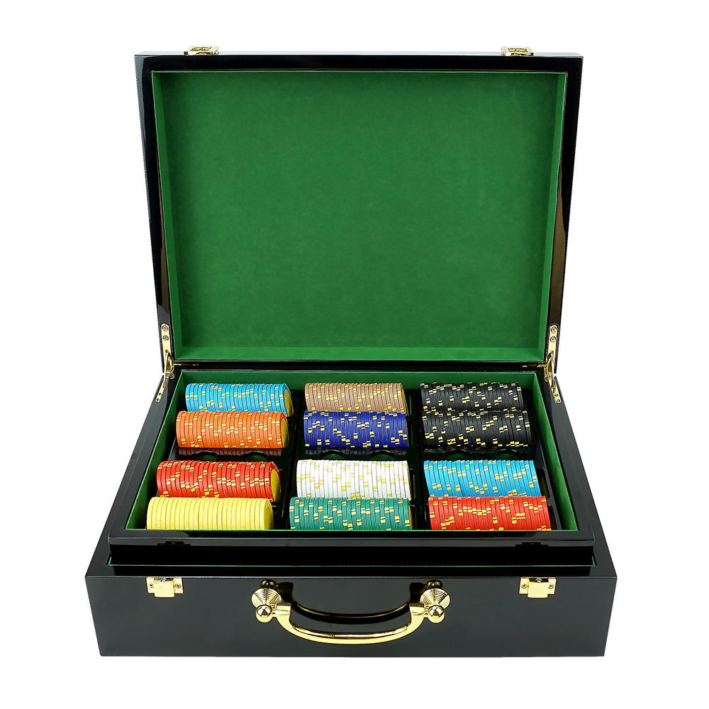 Black High-End 500 Chip Wooden Box