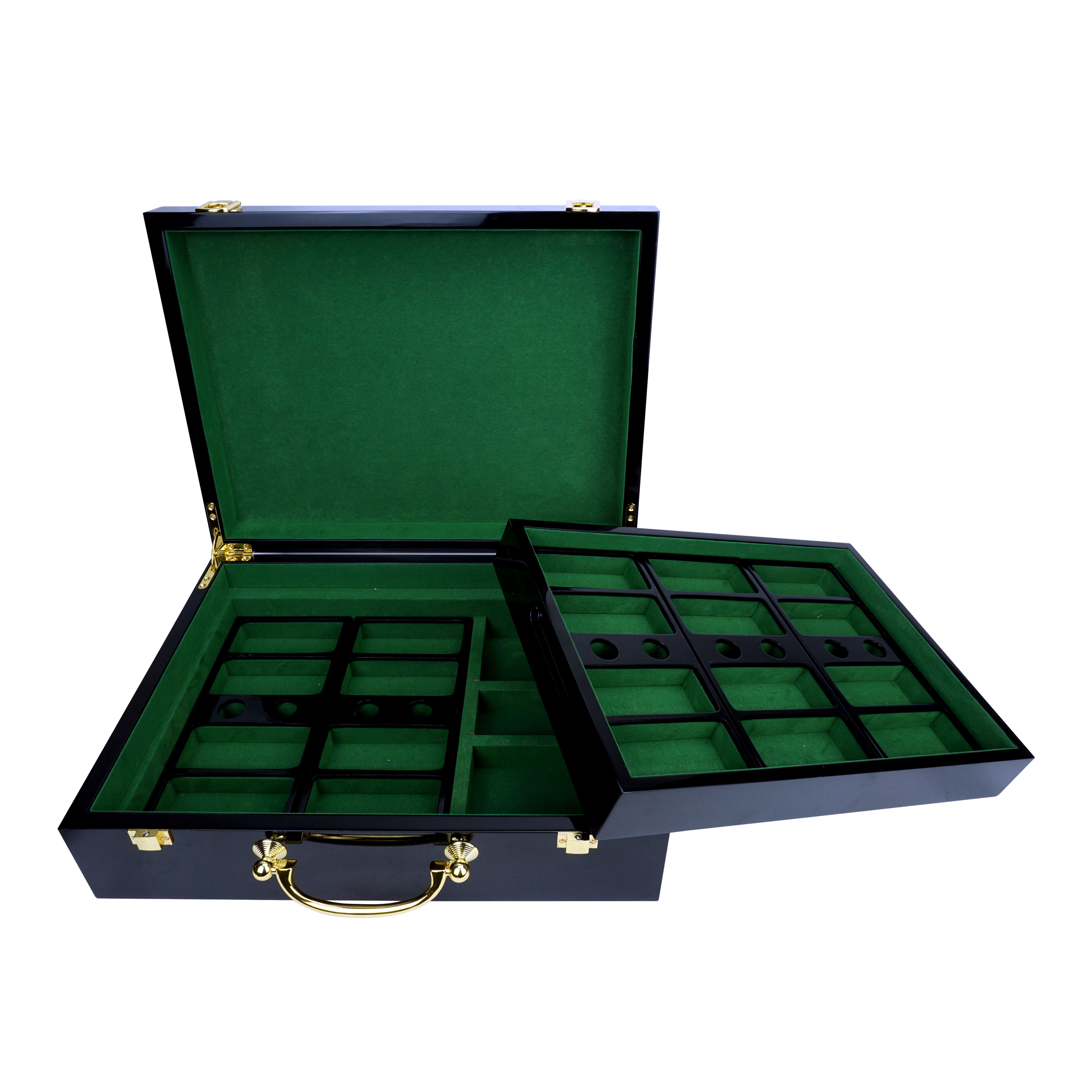 Black High-End 500 Chip Wooden Box