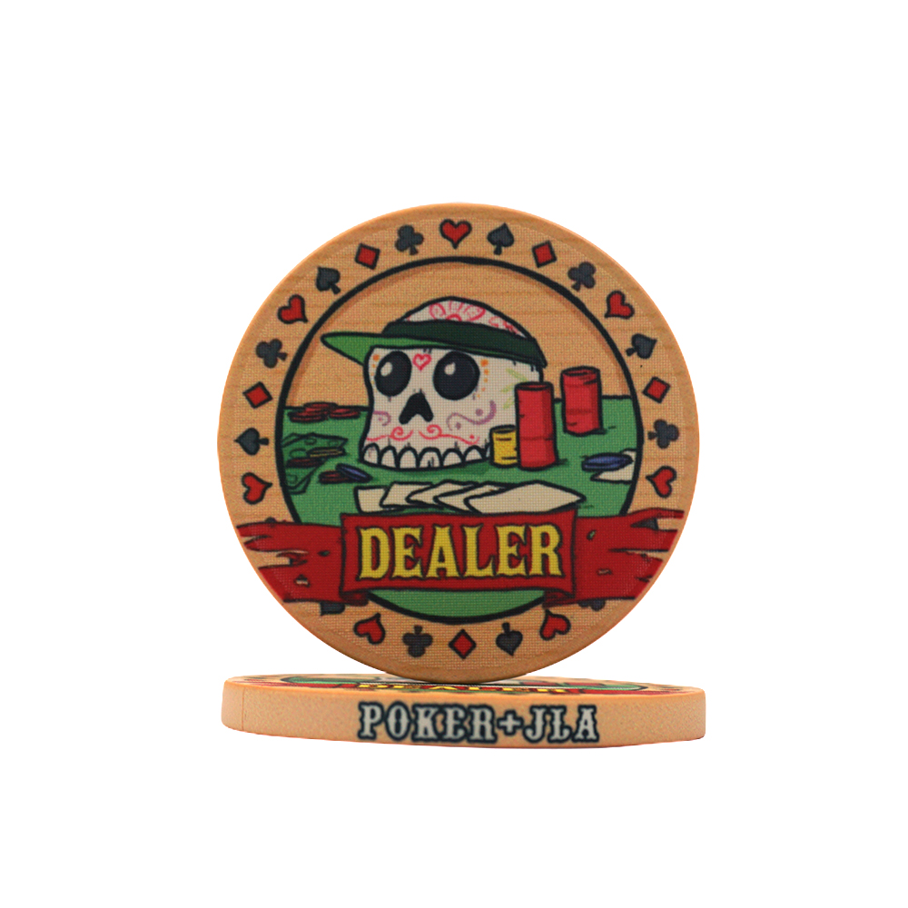 Wholesale Customized 52mm Ceramic Poker Dealer Buttons Skull Pattern Colorful Large Dealer for Casino Bar Poker Rooms