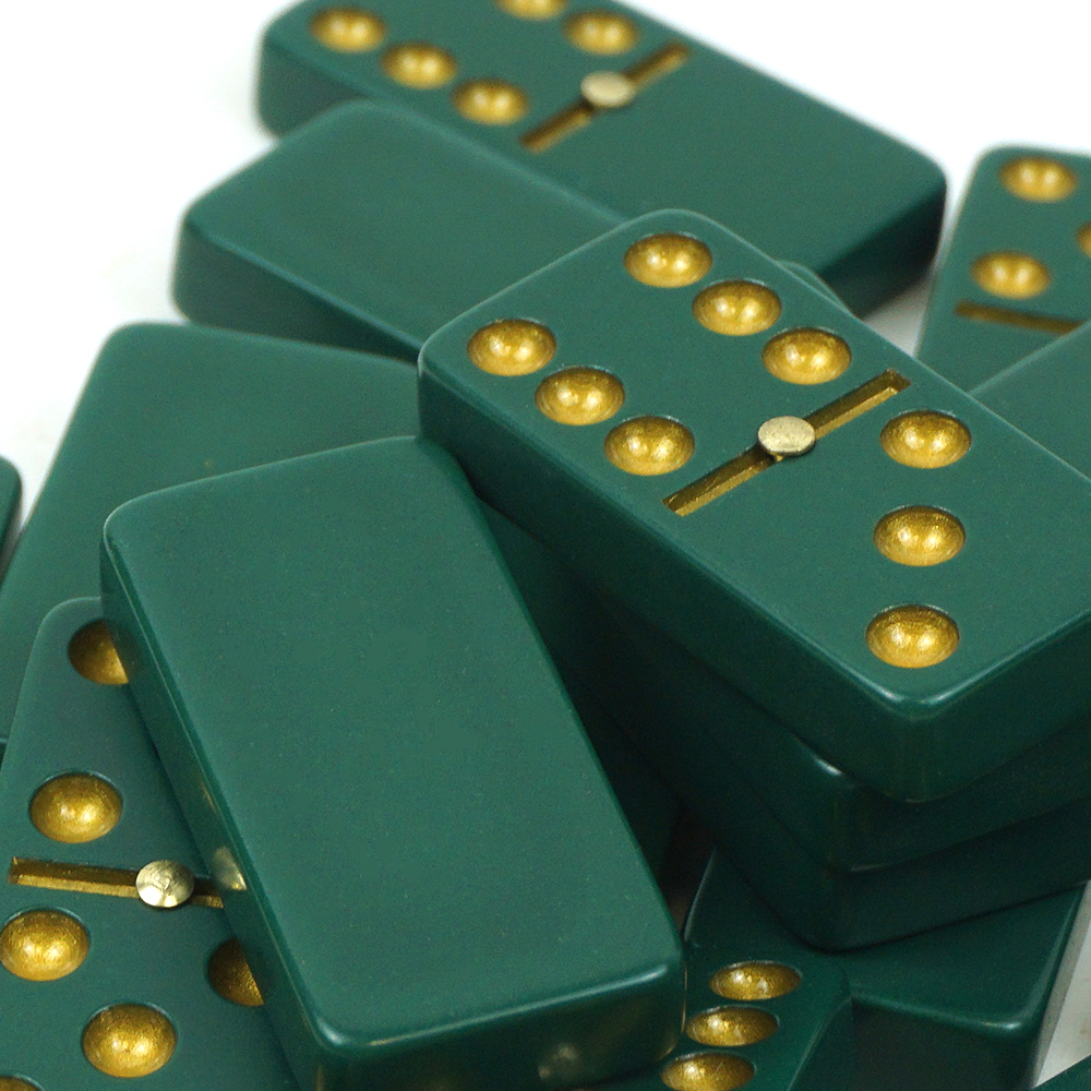 Classic Board Game Custom Green Gold Dot 5010 Double 6 Domino Game Set Eco-friendly cover carton packaging domino